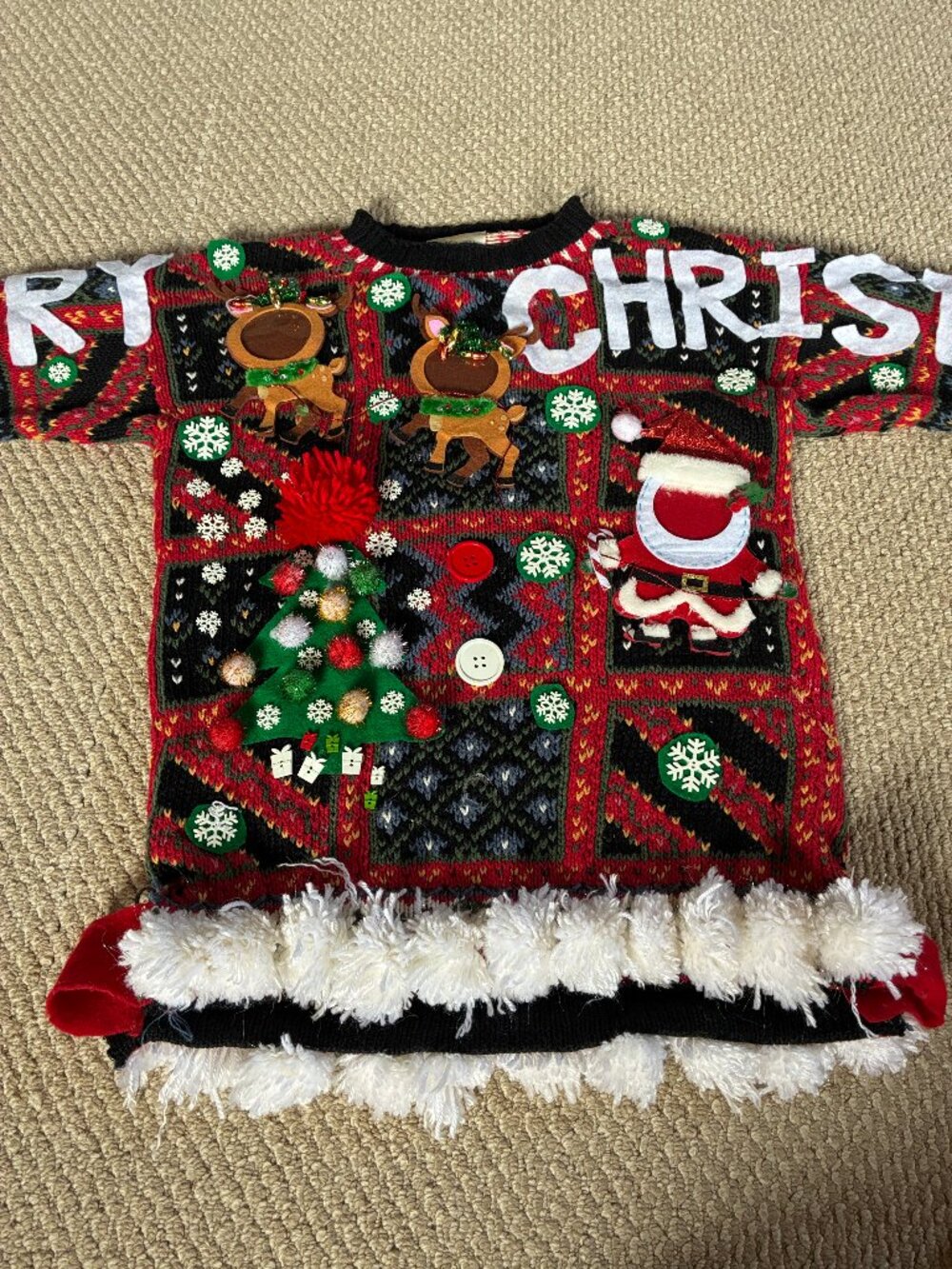 Vintage Ugly Christmas Sweater Upcycle XS